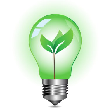 yeşil enerji kavramı, ampul içinde büyüyen bitki