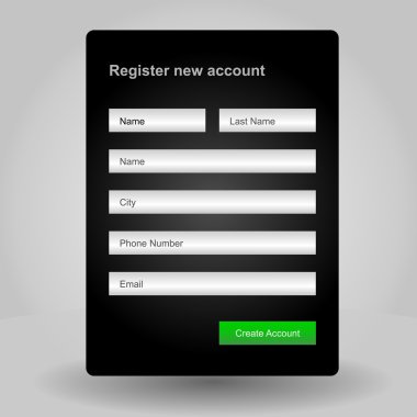 Registration web site form clipart