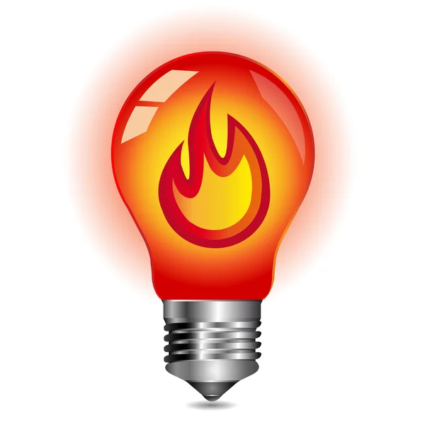 Concepto de energía, fuego dentro de la bombilla — Vector de stock