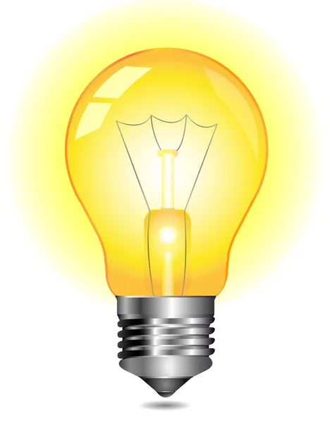 Glowing yellow light bulb — Stock Vector