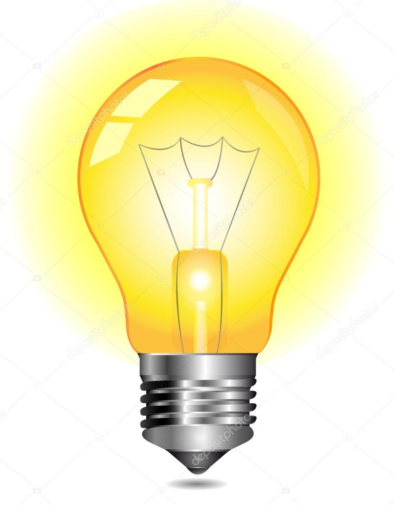 glowing yellow light bulb