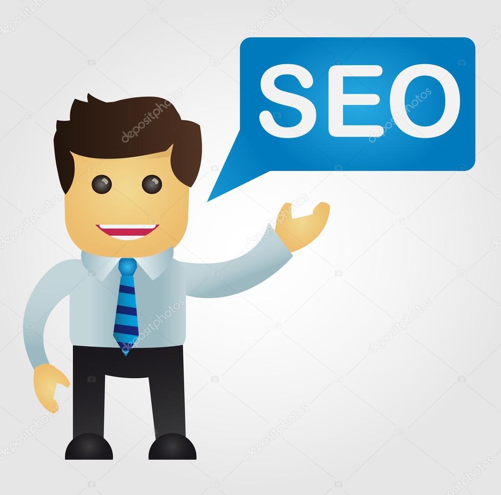 Business man with a word SEO