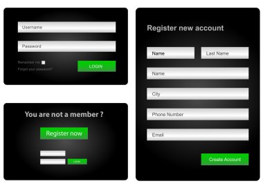 oturum açma ve kayıt web formu