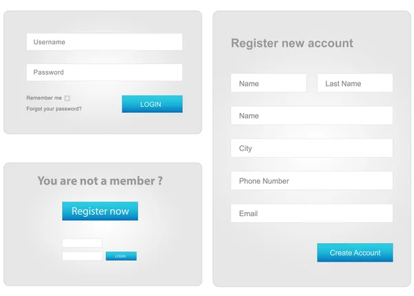 Login en register webformulier — Stockvector