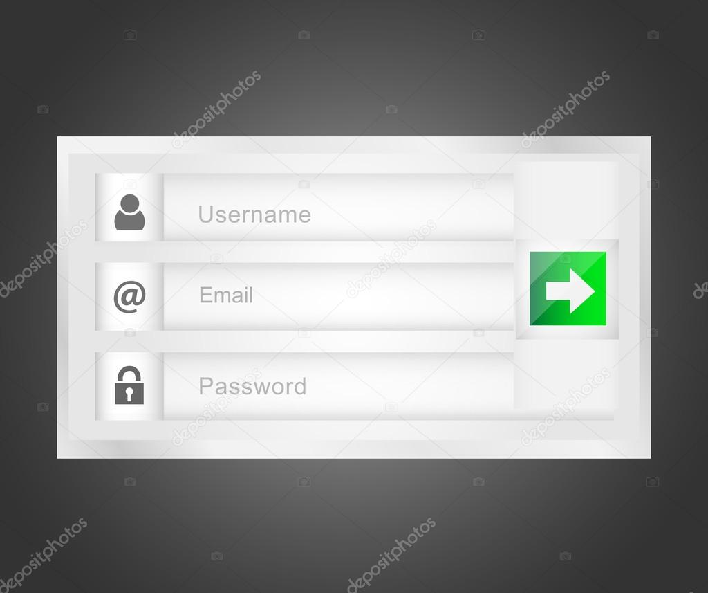 Vector login interface - username, email and password