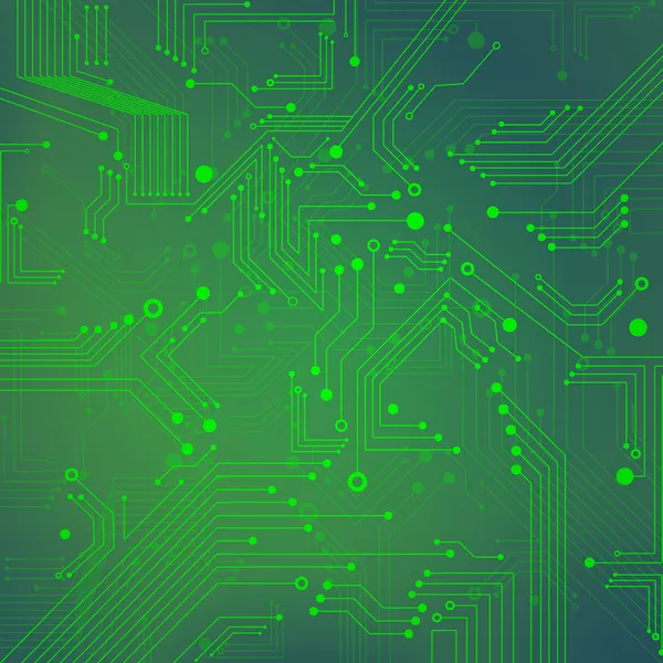 Groene abstracte achtergrond van digitale technologieën - elektronische schakeling — Stockvector