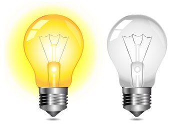 Glowing light bulb icon - on off clipart