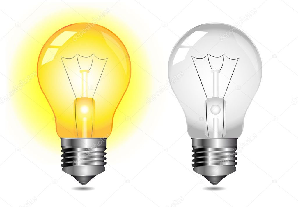 Glowing light bulb icon - on off