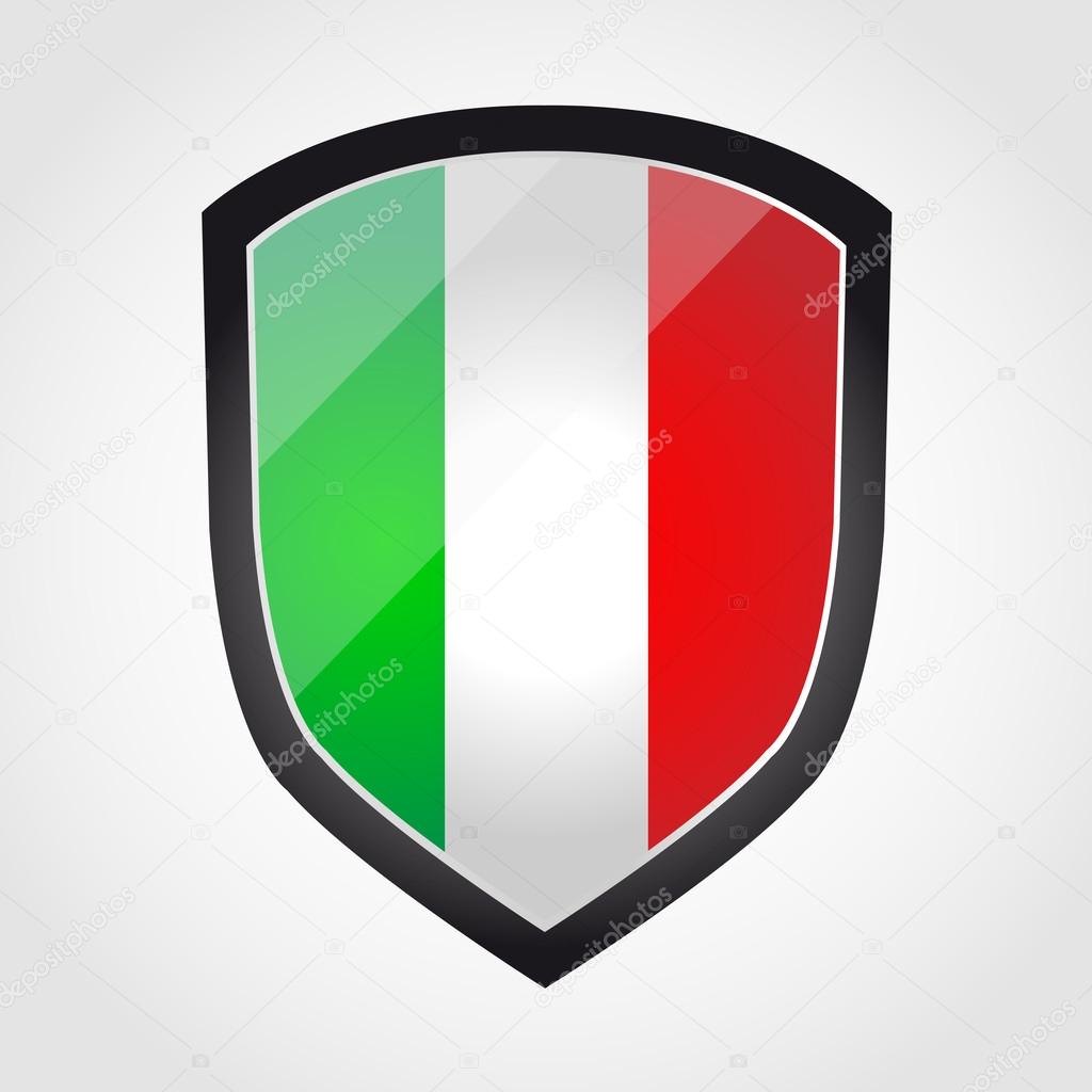 Shield with flag inside - Italy - vector