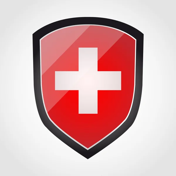 Escudo con bandera en el interior - Suiza - vector — Vector de stock