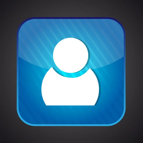 Gebruiker icon - vector blauwe app knop — Stockvector