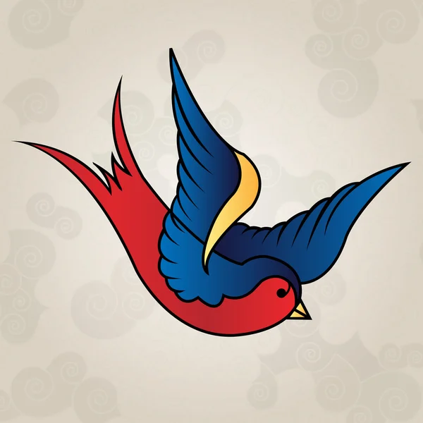 Tattoo stijl swallow, old school — Stockvector