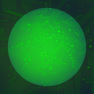 Küre devre üzerinde yeşil renkli vektör