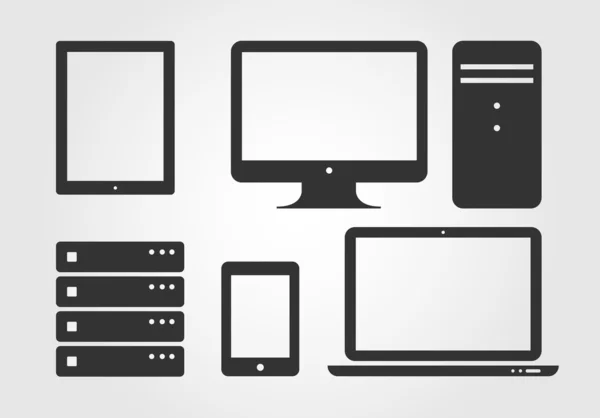 Ícones de dispositivo eletrônico, design plano —  Vetores de Stock