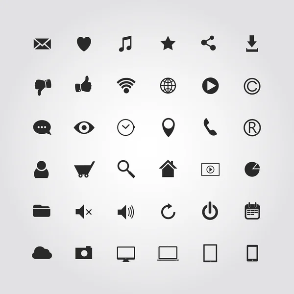 36 web Medya Icons set. vektör çizim