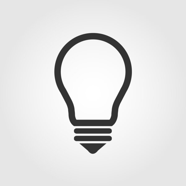 Light bulb icon, flat design