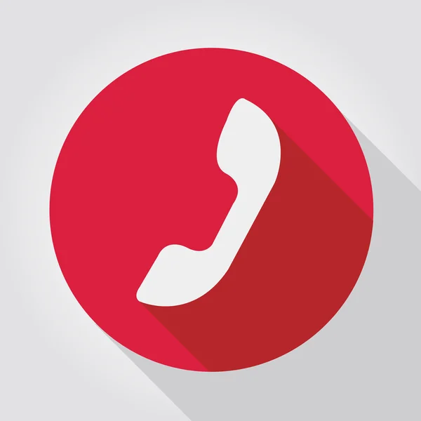 Phone icon red, flat design — Stock Vector