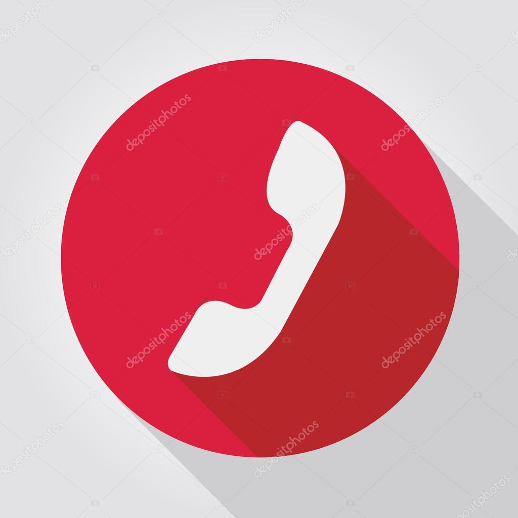 Phone icon red, flat design