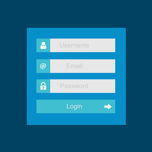 Interfaccia di login nome utente e password, design piatto — Vettoriale Stock