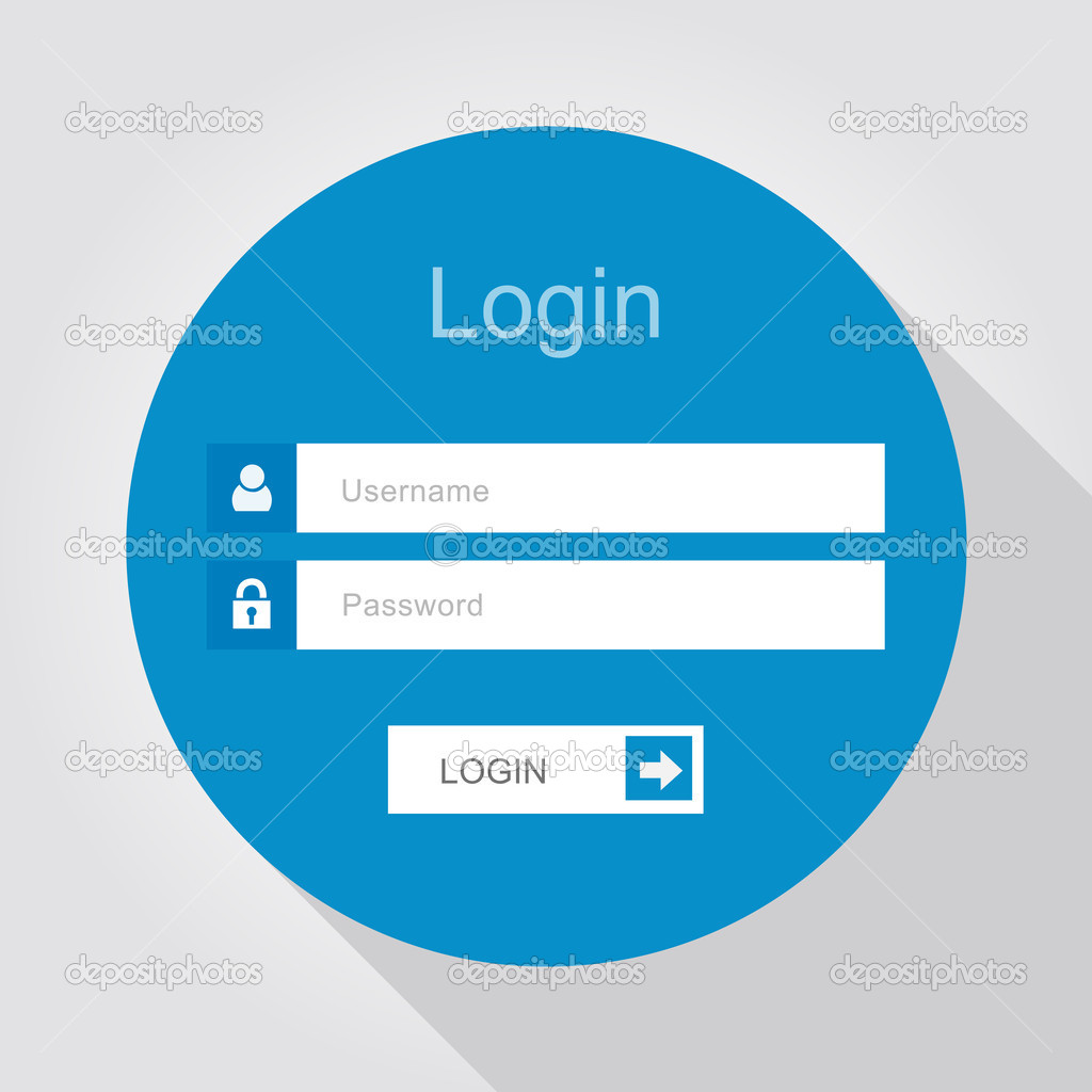 Login interface - username and password, flat design