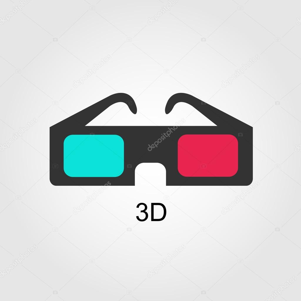 Modern 3D cinema glasses, flat design