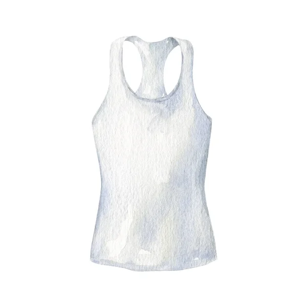 Singulet Blanc Propre Isolé Sur Fond Blanc Shirt Fitness Vue — Photo