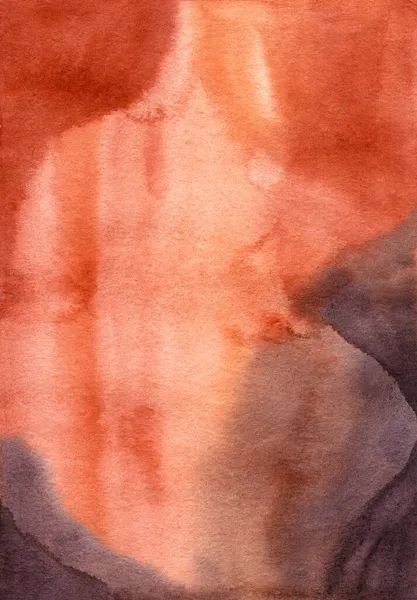 水彩画的手绘抽象的背景在土色的温暖的托盘 兵马俑 深紫色 完美的墙面艺术 邀请函 社交媒体模板 现代Boho概念 — 图库照片