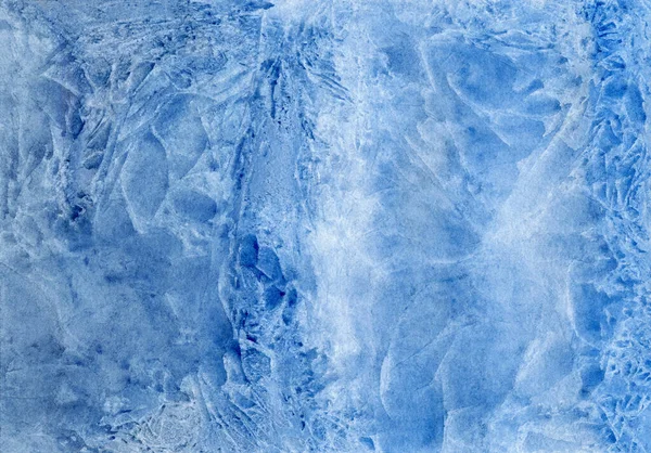 冬季霜冻效应背景 摘要水彩画蓝底 — 图库照片