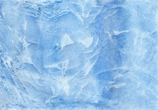 水彩画蓝色背景 冬季霜冻效应 冷色调色板 — 图库照片