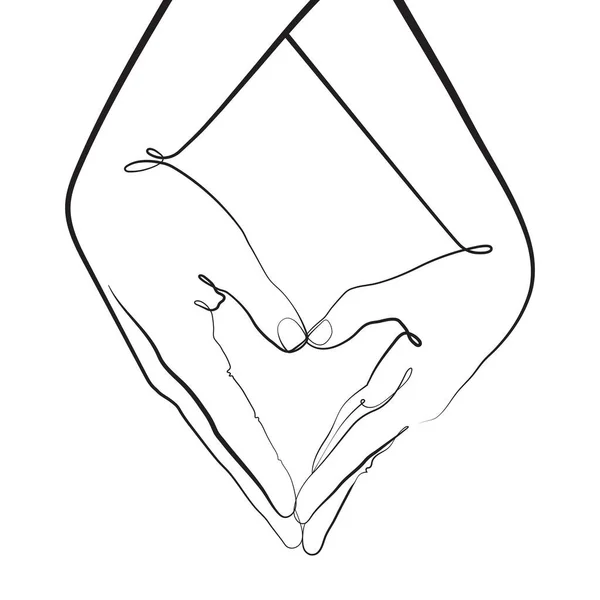 Δύο Χέρια Κάνουν Καρδιά Μια Γραμμή Διανυσματική Απεικόνιση Εραστές Χέρια — Διανυσματικό Αρχείο