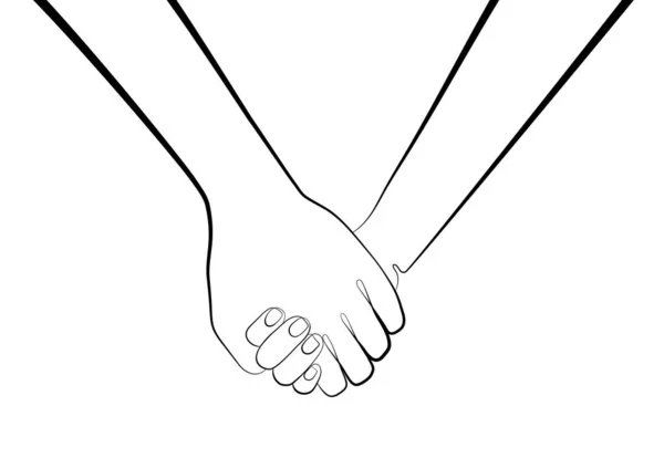 Две Руки Одна Линия Векторной Иллюстрации Любовники Руки Минималистском Абстрактном — стоковый вектор
