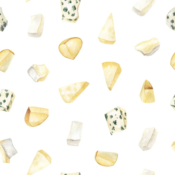 Beyaz Arka Planda Izole Edilmiş Peynirli Suluboya Desenleri Kumaşlar Için — Stok fotoğraf