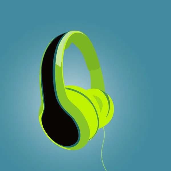 Headphones in green, blue and lime. Vector — Stock Vector