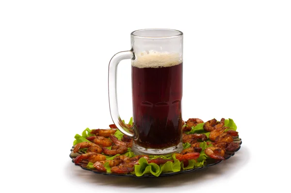 Cerveja com camarão — Fotografia de Stock