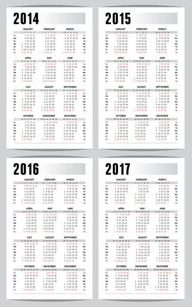 Calendario europeo — Vettoriale Stock