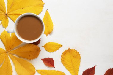 sonbahar yapraklı kahve.