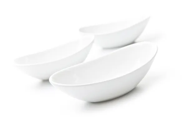 Tres cuenco de cerámica sobre fondo blanco — Foto de Stock
