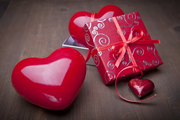 Valentines gift box en kaart — Stockfoto