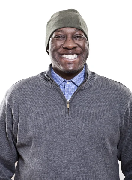 Ein wirklich glückliches und lächelndes Gesicht eines afrikanisch-amerikanischen Mannes — Stockfoto