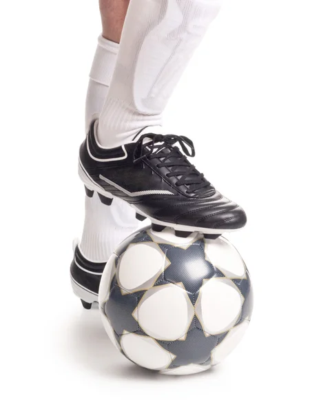 A close up of a soccer ball and shoes — Stock Photo, Image