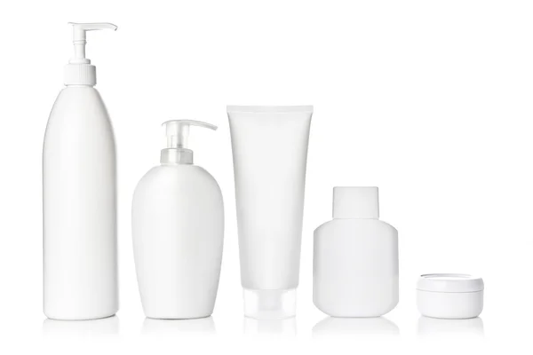 Zestaw kosmetyków biały butelka i mydła — Zdjęcie stockowe