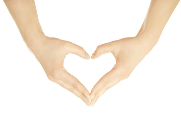 Heart shaped by female hands — Stock Photo, Image