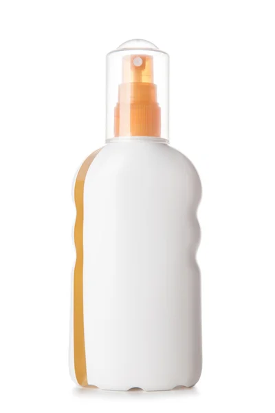 Garrafa de plástico em fundo branco isolado — Fotografia de Stock