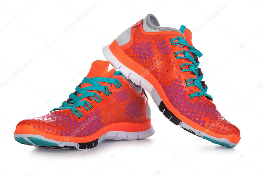 New running shoe, sneaker or trainer isolated on white