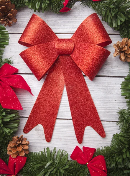 Red Bow. Christmas decoration — Stock Photo, Image