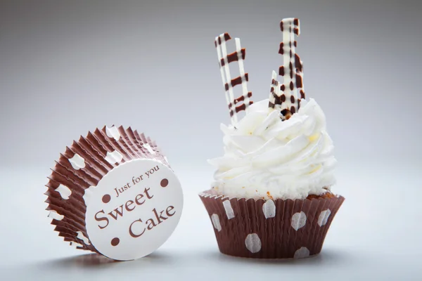 Chocolate birthday cupcakes — Stock Photo, Image