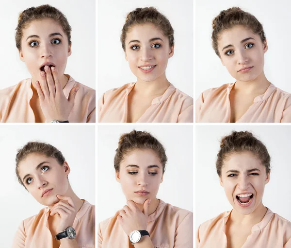 Cute girl emotions set — Stock Photo, Image