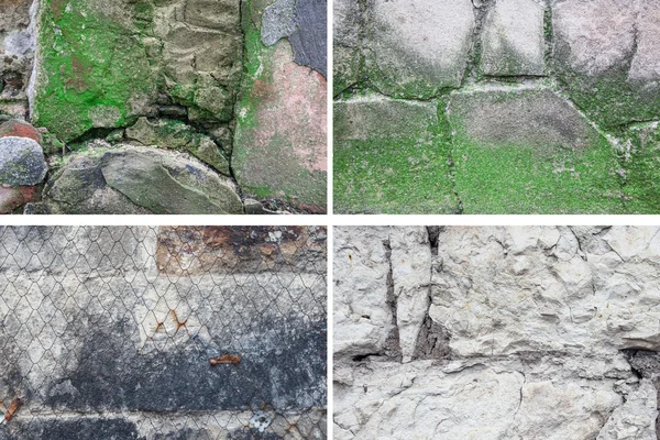 Set di texture di muro di pietra con muschio — Foto Stock