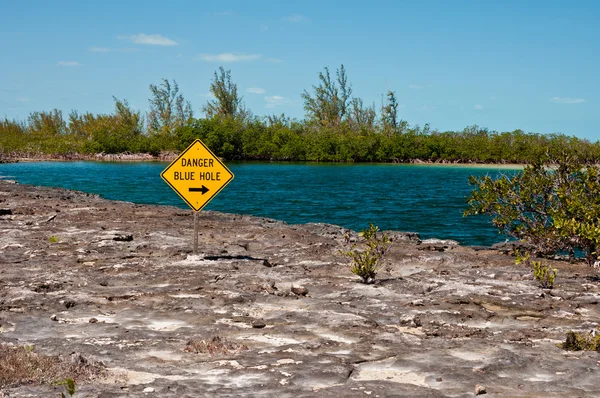 Blue Hole Danger Sign — Stock Photo, Image