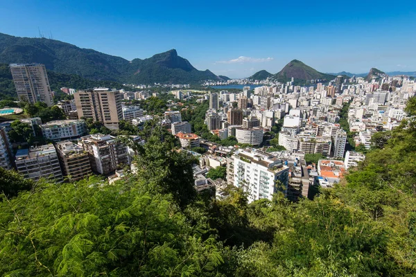 Letecký Pohled Sousedství Liblon Ipanema Pohořím Corcovado Obzoru Rio Janeiro — Stock fotografie